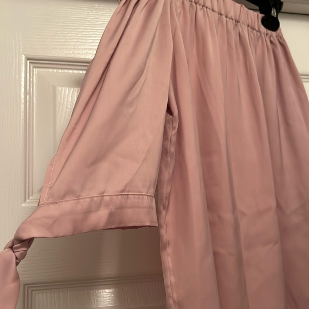 H&M off the shoulder light pink silky blouse